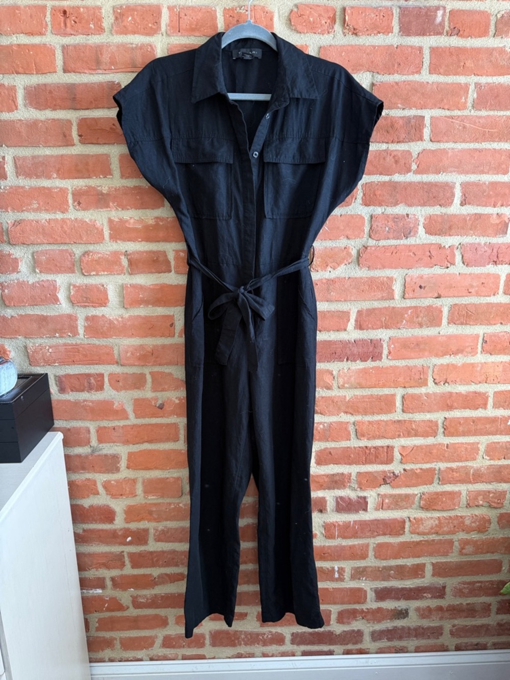 Tahari Black Utility Tie-Waist Jumpsuit